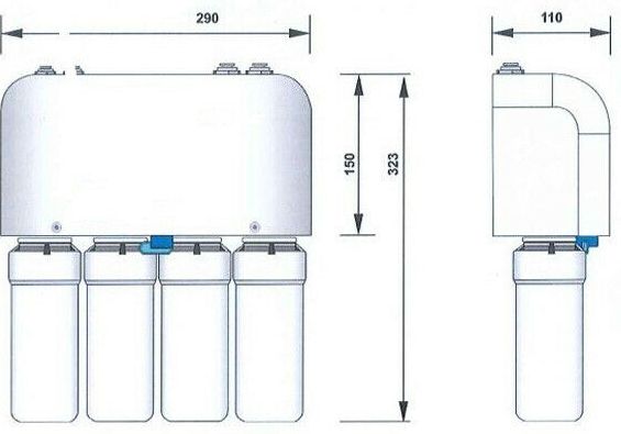Umkehrosmose Aqua Avnti Profiline technische Zeichnung